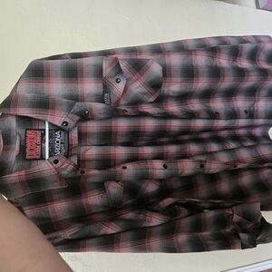 DIXXON Men's Red and Black Plaid Shirt